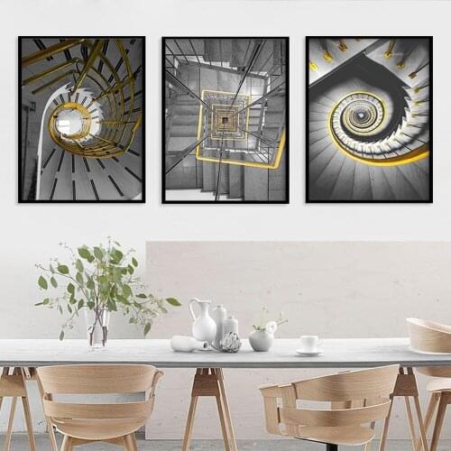Modern Minimalist Spiral Staircase Canvas Painting Creative Visual Wall Art Pictures Home Decoration Poster Cuadros Salon Mural