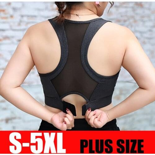 S-5XL Sports Top Yoga Bras Women Gym Shirts Breathable Mesh Sports Bra Crop Big Lady Push Up Brassiere Sexy Sportswear Plus Size