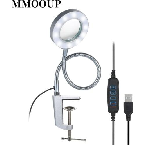 Magnifying Lamp with LED Lighting 3X USB Bench Table Clamp Illuminated Table Magnifier