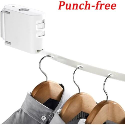 Free Punching Telescopic Clothesline Balcony Indoor Household Clothes Rack Clotheslineclothes Save More Space