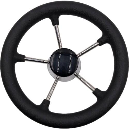 1pc 304 Stainless Steel Boat Steering Wheel 11' 5 Spoke with PU Foam Grip fits 3/4" ( 19 mm ) tapered shaft For Boats, vessel