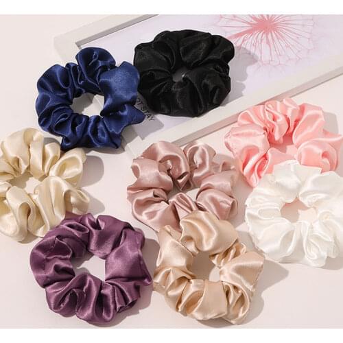 1 Pcs Woman Fashion Scrunchies Silk Hair Ties Girls Ponytail Holders Rubber Band Elastic Hairband Hair Accessories Bright Color