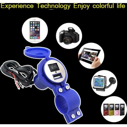 Motorcycle Charger USB DC12-24V Motorbike Phone Charger With Switch ATVs Sleds Motorbike Universal Fuse Power Supply dfdf