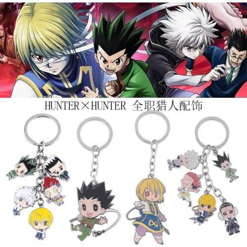 Anime Hunter x Hunter Metal Keychain Kurapika Gon Killua Zoldyck Leorio Hisoka Keyring for Fans Figures Memorial Casual Jewelry