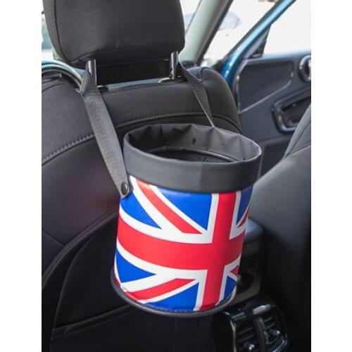 Vehicle-mounted Trash Can Min Cooper Trashcan Multifunctional Vehicle Storage Bucket Rear Hanging Bag Red Union Jack