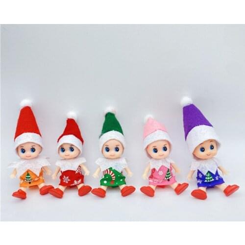 Free Shipping 5 PCS/LOT Baby Elf Dolls with Feet Shoes Elf Toy with Movable Arms and Legs Christmas Baby Elves Doll