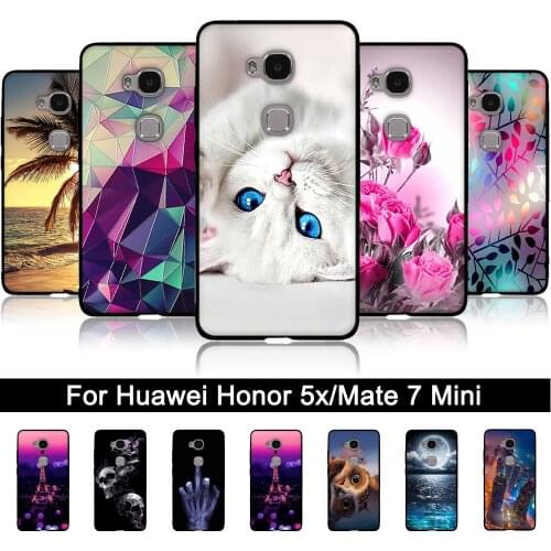 Case For Huawei Honor 5X 5 X GR5 3D Relief Print TPU Back Cover for Huawei Mate 7 Mini KIW-L21 Soft Silicone Back Phone Shells