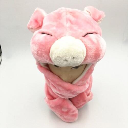 Childrens Winter Cute Toys Hat +Scarf +Gloves 3 in 1 Kids Animal Plush Cap