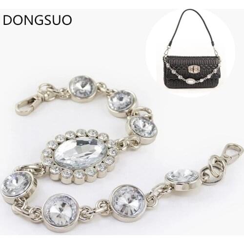 Designer diamond chain strap silver metal chain for handbag bag purse replacement Accessories Hardware high quality