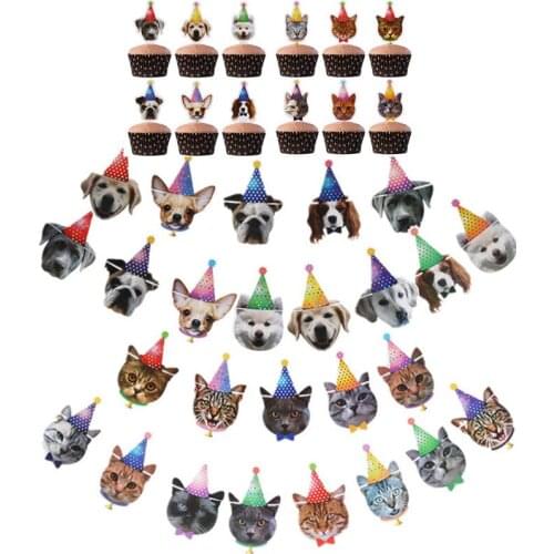 Cat Pet party flag Paperboard Party Decoration Cat Decor Banner Bunting Garland Banner Pet Birthday Flag Hanging Decor