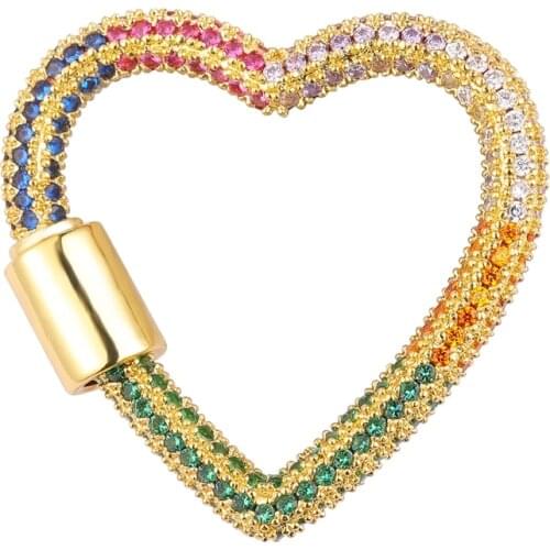 Juya DIY Love Heart Jewelry Supplies Handmade Decorative Fasteners Screw Carabiner Clasps For Women Men Pendant Jewelry Making