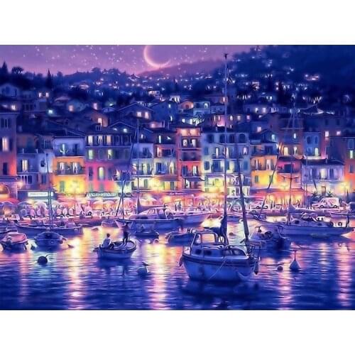 Painting By Numbers DIY Dropshipping 40x50 60x75cm Quiet moonlight boat Still life Canvas Wedding Decoration Art picture Gift