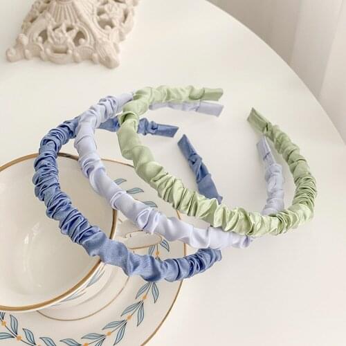 Korean Style Girly Folds Bubble Headband Wild Cute Color Headband Hairpin Forest Hair Accessories Headwear