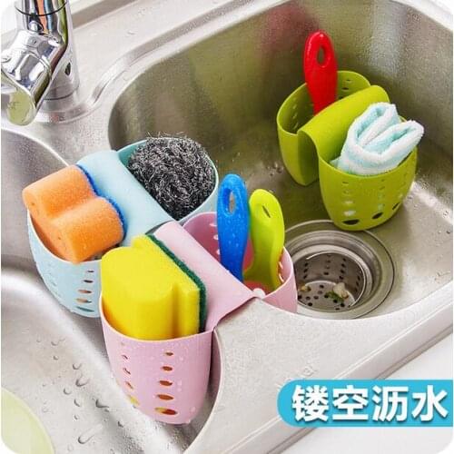 Kitchen Accessories Sink Sponge Drainer Shelf Plastic Dual Storage Basket