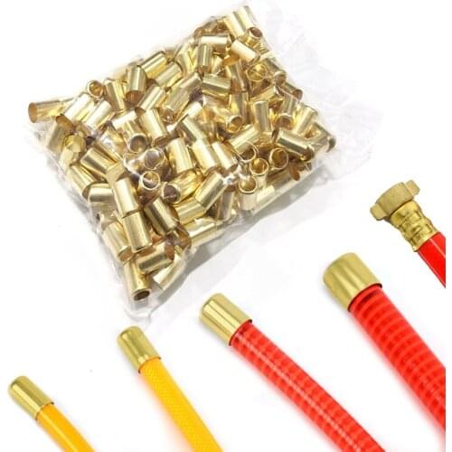 50Pcs-Pack Brass Crimp Sleeves Spray Hose Rubber Tube Ferrule Copper Pipe Exhaust Connector 11.5MM -16MM Pipe Joiner