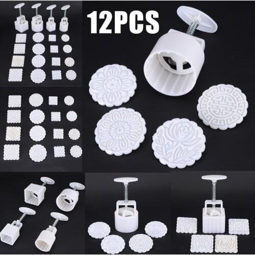 Petals Flower Mooncake Stamp + 4pcs Moon Cake Press Mould DIY Moon Pastry Snow Skin Mooncake Maker Convenience Tools