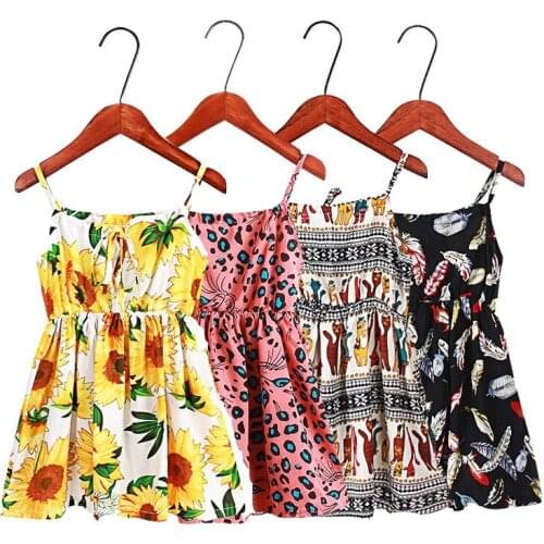 Summer Clothes Floral Dresses For Girls 2021 New Girls Flower Printed Seaside Clothing Sleeveless Vest Beach Wear Teen Clothing