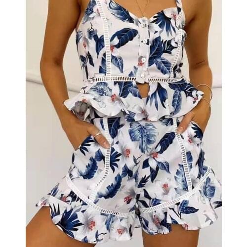 2021 Summer Sleeveless Top and Shorts Women Sets Holiday Vocation Sets