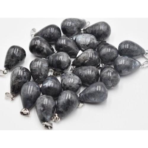 2021 Fashion hot selling Natural black spectroli charms water drop Pendants for jewelry marking 50pcs/lot Wholesale free