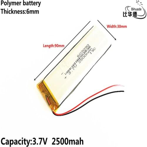 Good Qulity Liter energy battery 3.7V,2500mAH,603090 Polymer lithium ion / Li-ion battery for TOY,POWER BANK,GPS,mp3,mp4
