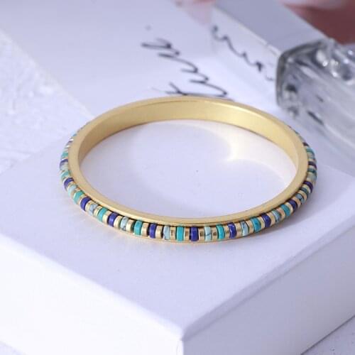 Fashion retro golden ethnic style color stone simple bracelet