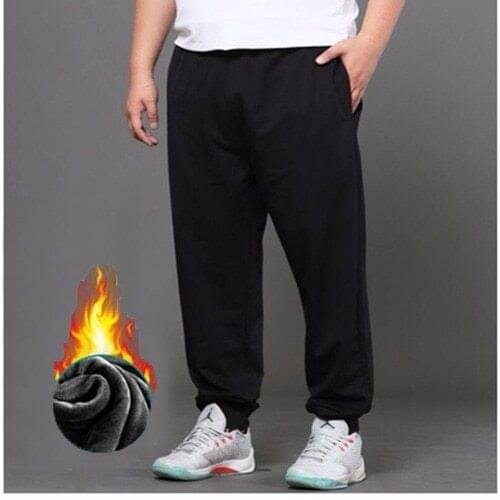 2020 Autumn Mens Cotton Casual Pants Fleece Straight Loose Trousers Elastic Waist Baggy Jogger Men Winter Warm velvet Sweatpants