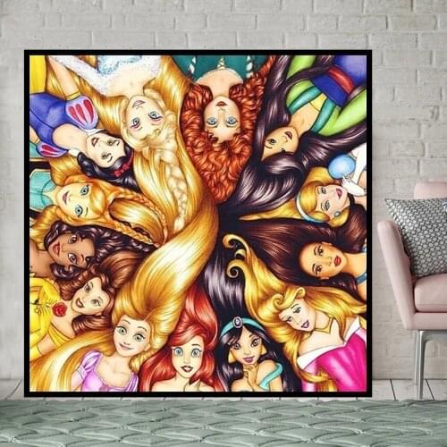 5D DIY Diamond Painting by Numbers Kit Cartoon Princess Beauty 3D Full Square Diamond Embroidery Cross Stitch Set Decoration
