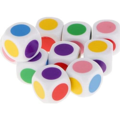 Set of 10 Pcs Dice to play with 6 colors for board games Kids table games Educational toys