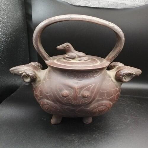 Yixing genuine red clay teapot master semi manual Sanyangkaitai teapot antique collection home decoration