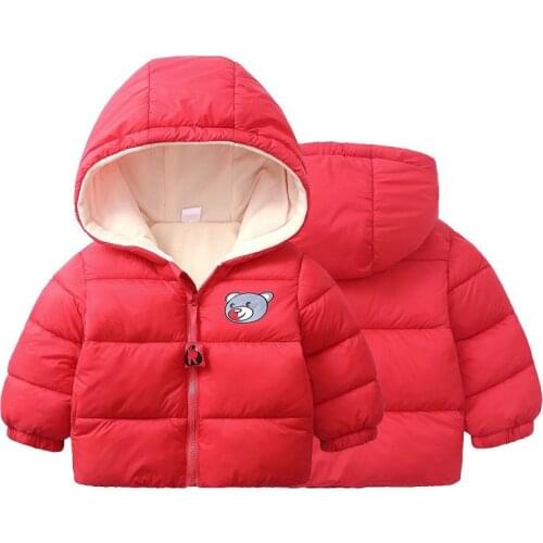 2021 Autumn Winter Hooded Children Down Jackets Outerwear Baby Boys Girls Solid Snowsuit Plus Velvet Warm Kids Top Coats Clothes