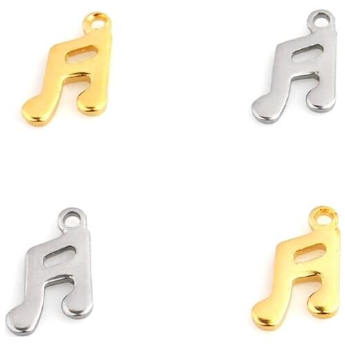 20 pcs/batch 11*7.5mm Stainless Steel Hanging Music Notation Charms Pendants For Making DIY Handmade Jewelry Accessories