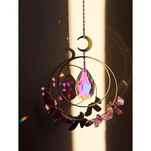 Hanging Crystal Life Tree Stone Prism Pendant Craft Chain Hanging Window Ornament Home Garden Decoration