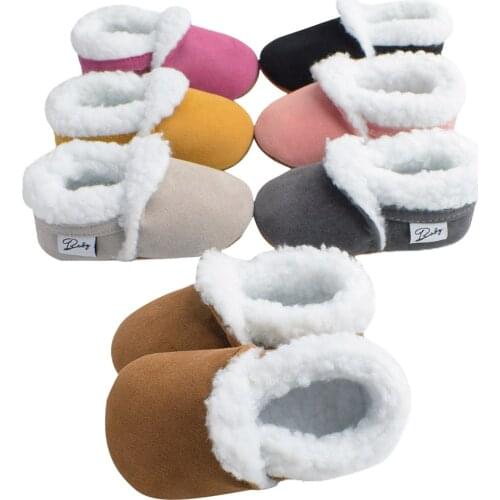 7Color 0-18M Newborn Baby Casual Shoes Winter Warm Fur Lining Non-Slip Rubber Sole Boots Infant Prewalkers