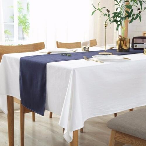 Simple White Table Cloth Pleated Cotton Background Cloth Hotel Restaurant Wedding Decoration Tablecloths Rectangle