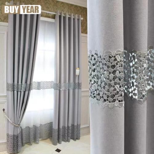 Simple New Chinese Modern Hollow Embroidered Curtains for Living Room Bedroom Blackout Curtains Custom