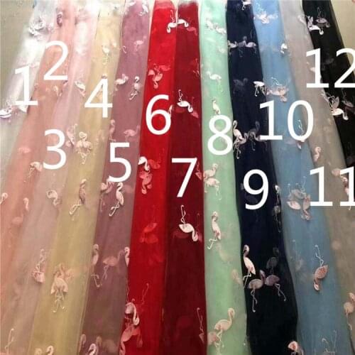 Spring Summer Mesh Bottom Little Swan Embroidery Womens Childrens Clothing Skirt Wedding Dress Embroidery Fabrics