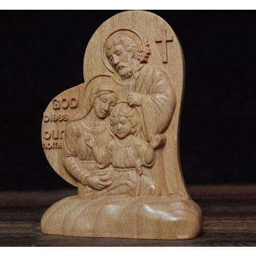 Woodcarving Catholic Statue Jesus Figurines Resin Ornaments Religious Home Decoration Gifts For Friend New