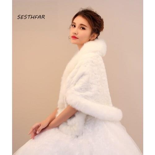 Wedding Bolero Jacket Wedding Cape Coat Winter Wedding Wrap Warm Faux Fur Stoles Bridal Coat Accessories PJ020