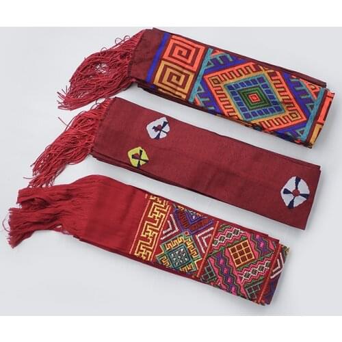 Tibetan Belt for Women Dress Decoration Embroidered Cotton and Linen Tassels Chinese Folk Style Accessories