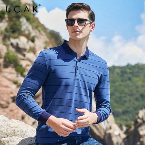 UCAK Brand Spring Autumn New Arrivals High Quality Casual Cotton Turn-down Collar Long Sleeve Polo-Shirt Men Clothing U5350