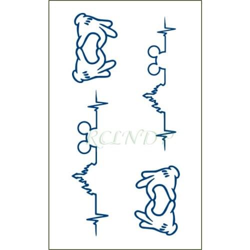 Waterproof Temporary Juice Tattoo StickeThan Heart Electro Cardiogram Tattoos Flash Tatoo Fake Tatto Body Art for Men Women Kids