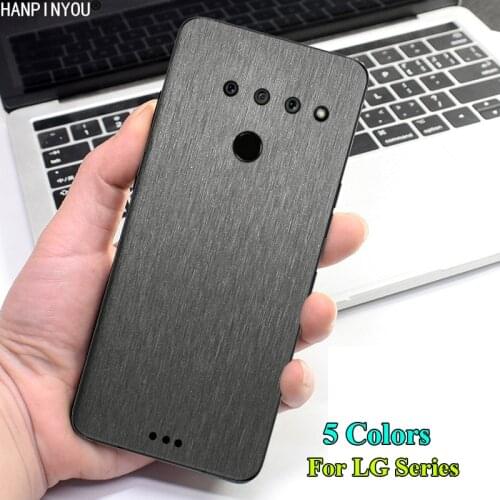 For LG Q70 V50 V40 V35 V30 G8 G7 G6 Q Stylus Plus ThinQ Back Brushed Metal Decal Skin Phone Protective Wire Drawing Sticker