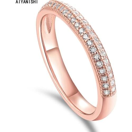 AIYANISHI 925 Sterling Silver Wedding Band Rings Lover Party Finger Ring for Women Silver Engagement Bridal Rings Jewelry Gift