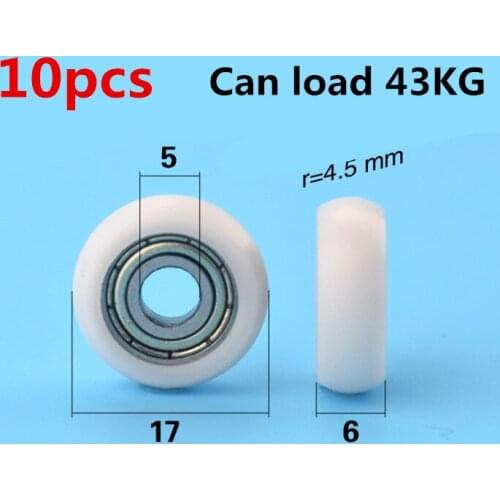 10pcs 5 * 17 * 6mm 2020 Aluminum track wheel 3D printer pom package plastic package bearing pulley wheel Can load 43KG
