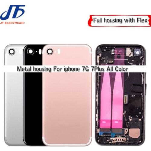 10pcs New metal Back Middle Frame Chassis Full Housing Assembly Battery Cover with Flex Cable For iphone 7 Plus 7P Repair Parts