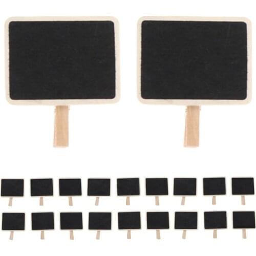 20pcs Mini Blackboard Wooden Clip Long Photos Peg Memo Clips Ornaments