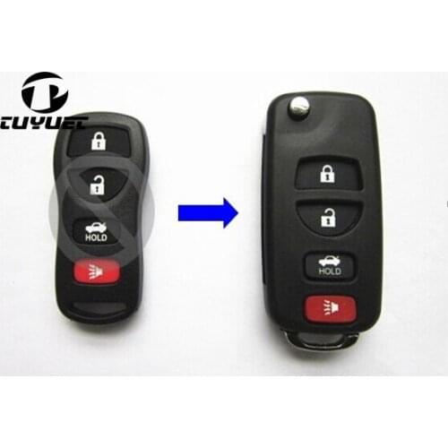 4 Buttons Modified Folding Flip Remote Key Shell Blanks Fix For Nissan Tiida Sylphy 3+1 Buttons FOB Case