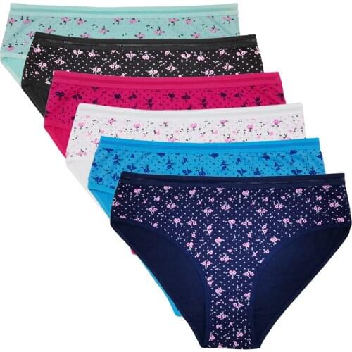 6pcs/set Oversized Sexy Panties Cotton Underwear Plus Size 4XL High Waist Print Womens Floral Briefs Ladies New Lingerie