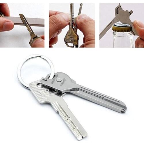 6 in 1 Multi-functional Ulti Key Knife Pocket Opener Keychain Kit Tool Survive Mini Tactical Screwdriver Gear