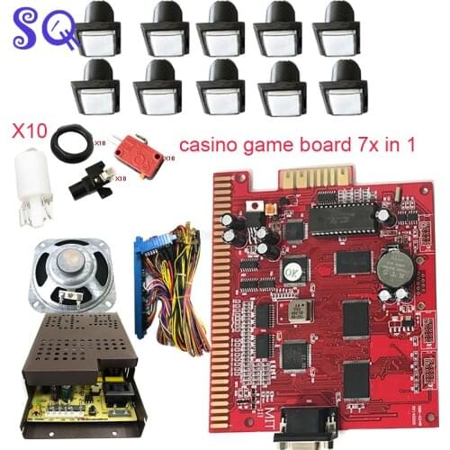 7X in 1 Casino Poker Game Board Kit Slot Motherboard 33mm LED Square Push Button 36pin Jamma Cable Build Slot Gambling Machine